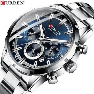 Relogio Masculino Curren Fashion Mens Watches Top Brand Luxury pols Watch Quartz Clock Watch Men Waterproof Chronograph 220530