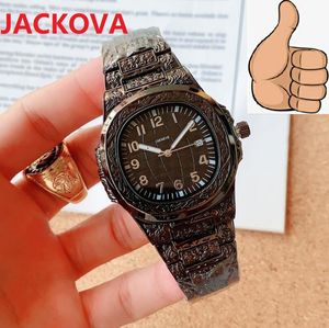 relogio masculino reloj de flores grabado Reloj de lujo con esfera cuadrada Calendario Bracklet súper regalo de lujo para hombre Modelo agradable de calidad superior Reloj de pulsera clásico de cristal de zafiro