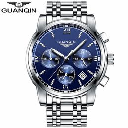 relogio masculino GUANQIN Heren Horloges Topmerk Luxe Fashion Business Quartz Horloge Mannen Sport Volledig Staal Waterdicht Horloge