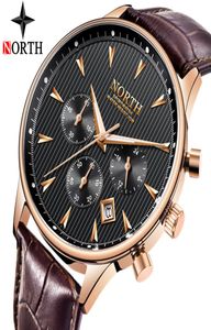 Relogio masculino luxemerk North Men Watches Auto Date Chronograph Quartz Watch Men Gold Casual Sport Militaire pols Watch v191474256