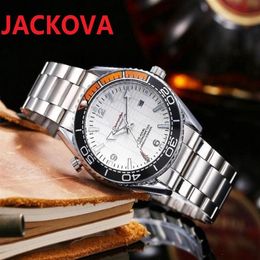 Reloj de pulsera de acero inoxidable de lujo para hombre, cronógrafo para exteriores, batería de cuarzo, Moonwatch profesional 007, Clock2975