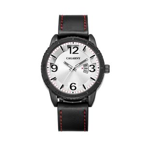 Relogio masculino heren mode horloges luxe sport cagarny merk mannen quartz horloge datum weergave lederen klok horloges