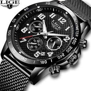 Relogio Masculino Hommes Montres Top Marque De Luxe LIGE Sport Analogique Quartz Montre Hommes Tout En Acier Date Étanche Montre-Bracelet + Boîte 210527