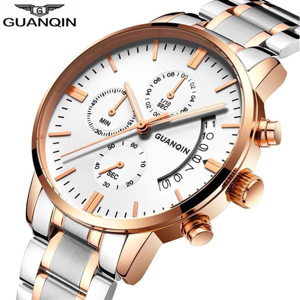 Relogio masculino Relojes para hombre Top Brand Luxury GUANQIN Cronógrafo Reloj luminoso Hombres Deporte Acero inoxidable Reloj de pulsera de cuarzo 243x