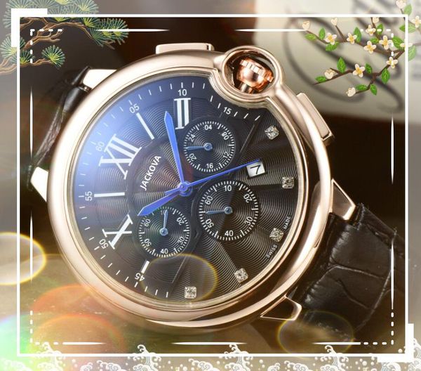 Relogio Masculino Sports Militaires Grands Hommes Montres Chronomètre 43mm Mouvement À Quartz Homme Horloge Atmosphère Classique Ceinture En Cuir Véritable Montre-Bracelet Populaire