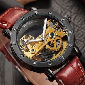 Relogio Masculino SHENHUA Automatische Mechanische Tourbillon Horloges Mannen Topmerk Luxe Lederen Band Transparant Skeleton Horloge D18300h