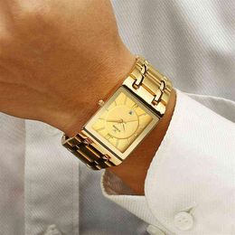 Relogio Masculino WWOOR Orologio da uomo in oro Quadrato Orologi da uomo Top Brand Luxury Orologio da polso impermeabile in acciaio inossidabile al quarzo dorato 2208q