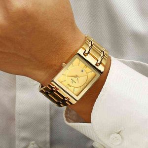 Relogio Masculino WWOOR montre en or hommes carrés montres pour hommes haut de gamme de luxe à Quartz doré en acier inoxydable montre-bracelet étanche 2263S