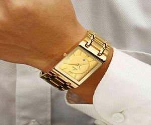 Relogio Masculino Wwoor Gold Watch Men Square Mens Watches Top Brand Luxe Golden Quartz roestvrijstalen waterdichte waterdichte polshorloge 25198459