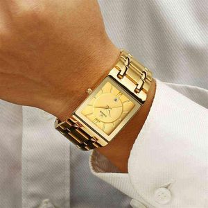 Relogio Masculino WWOOR montre en or hommes carrés montres pour hommes haut de gamme de luxe à Quartz doré en acier inoxydable montre-bracelet étanche 2236E