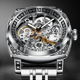 Relogios Masculino Glena Hommes Montres Top Marque De Luxe Sculpture Personnelle Montre Hommes En Acier Inoxydable Montre Étanche Montre Homm 240123