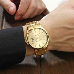 Relogios masculino wwoor heren horloge top luxe goud quartz calandar klok mannen gouden roestvrij stalen sport horloge erkeek Kol Saati 210329