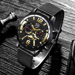 Reloj hacker Hommes Montres De Luxe Hommes D'affaires En Acier Inoxydable Maille Ceinture Calendrier Quartz Montre-Bracelet Mâle Horloge