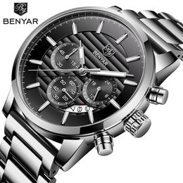 RELOJ HOMBRE 2017 Benyar Fashion Chronograph Sport Mens kijkt topmerk luxe militaire Quartz Watch Clock Relogio Masculino222U