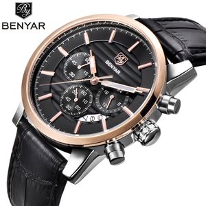 RELOJ HOMBRE Benyar Fashion Chronograph Sport Heren Horloges Top Brand Luxury Business Quartz Watch Clock Relogio Masculino