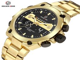 Reloj hombre Goldenhour Luxury Gold Men Watch Erkek Kol Saati Automatic Week Affichage Analog Horloge masculine Relogo Masculino7491714