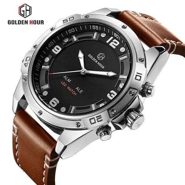 Reloj Hombre GOLDENHOUR hommes montre bras Sport montre hommes haut marque militaire hommes montre-bracelet mâle horloge étanche Relogio Masculino347N