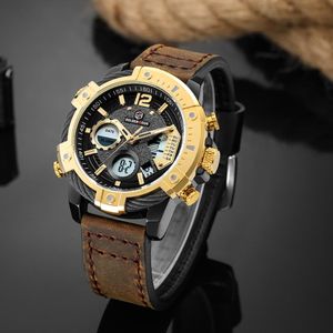 Reloj hombre Goldenhour Men Watch Automatic Sport Digital Imperproof Male Horloge Leather Army Man Watch 2019 Relogio masculino3674921