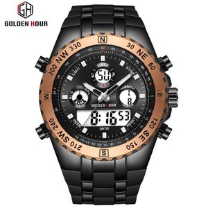 Reloj Hombre GOLDENHOUR hommes montre quartz numérique Sport montre hommes erkek kol saati mode extérieure montre-bracelet lumineux mâle Clock249q