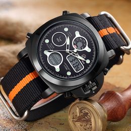 Reloj Hombre GOLDENHOUR montre de Sport en plein air hommes bracelet en toile montres affichage automatique de la Date homme montre-bracelet Relogio Masculino194K