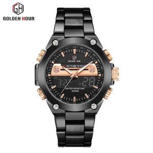 Reloj Hombre GOLDENHOUR Sport Quartz hommes montre haut de gamme numérique mâle horloges étanche homme montres 2019Relogio Masculino257P