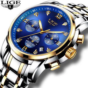 Reloj Hombre Lige Moda Relojes para hombre Top Brand Luxury Business Reloj de pulsera Hombres Todo Acero Impermeable Cuarzo Reloj de oro 210527