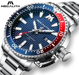 Reloj Hombre Megalith Sport Luminal Emperproof Quartz Watches Mens Full Steel Diving Military Diving Calendrier Watces Men 2012097386291