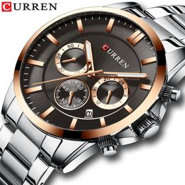 Reloj Hombres Luxury Brand CURREN Cronografo al quarzo Orologi da uomo Orologio causale Orologio da polso con cinturino in acciaio inossidabile Auto Date318b