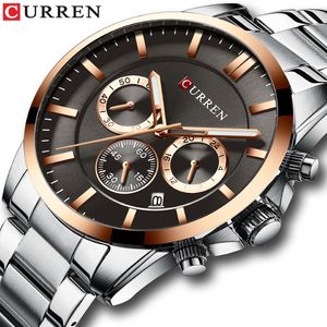 Reloj Hombres Luxury Brand Curren Quartz Chronograph Watchs Men Causal horloge en acier en acier inoxydable montre Auto Date 310y