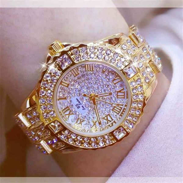 Reloj Mujer relojes de diamantes Mujer famosa marca vestido de acero inoxidable Reloj de pulsera femenino relojes de oro Montre Femme 210527325K