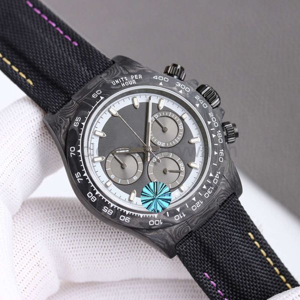 Reloj Rolesx Relojes para hombre Estructura de carbono Reloj de pulsera con movimiento mecánico importado automático Relojes de pulsera de zafiro Correa de lona de 40 mm