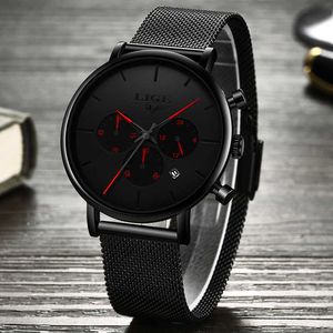 Reloje Lige Mesh Steel Mens Horloges Mode Topmerk Luxe Sport Ultra-Thin Quartz Horloge Mannen Casual Date Waterdichte Horloge Mannelijke 210527