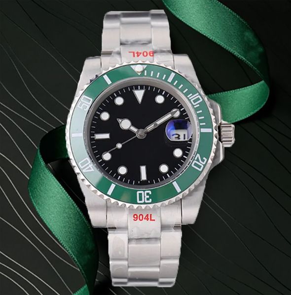 Relojes AAA Relojes Diseñador Automático Mecánico 8215 Movimiento Sub Estilo Reloj Hombres Reloj de pulsera Negro Cara Verde Bisel Impermeable Elegante Reloj Hombre