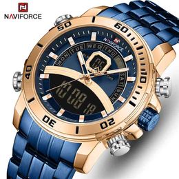 Relojes Hombre Naviforce Montres Hommes Marque de luxe Chronographe Quartz Montre Mens Sport Inox Steel Sport Montre-Bracelet 210517