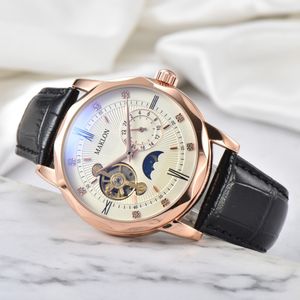 Relojes horloges luxurise automatische polshorloges rond horloges Classics Black Brown Watch Mechanische Hollow Out Fashion Designer Hoge kwaliteit