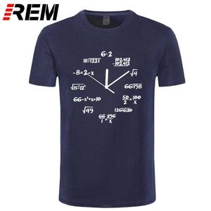 REM 100% coton math horloge imprimer drôle hommes t-shirt décontracté à manches courtes col rond t cool été t-s tee 210629