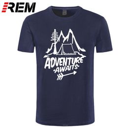 REM -avontuur wacht Letter T -shirt Travel Pine Tree Mountains Tent Printing topkwaliteit Pure Cotton Unisex 220620