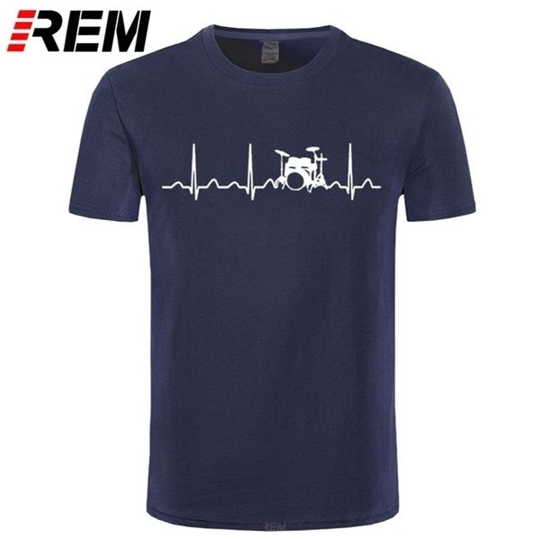 REM Custom T-shirts imprimés à manches courtes pour hommes Op O-Cou Drums Drummer Heartbeat Shirt 210716