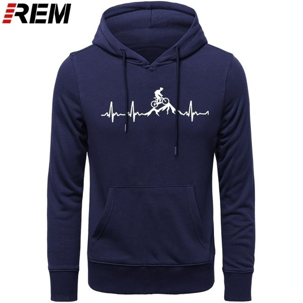 REM Sudaderas con capucha Mountain Bike Heartbeat Funny MTB Dirt Bike Plus Custom Manga larga Moda para hombre Familia Sudaderas con capucha de algodón, sudaderas 201112