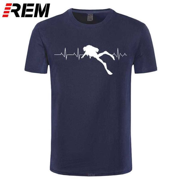 REM Scuba Dive Heart Beat Gift for Diver T-Shirts Summer Short Sleeves Soft Mens Tee Pure Cotton T 210629