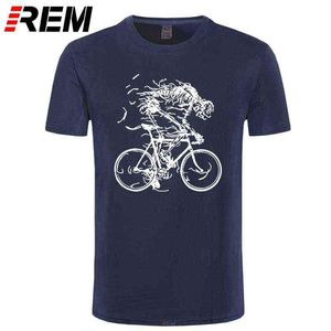 REM Skeleton Skull Cycle T-shirt Korte Mouw O-hals Grafische Tees Nieuwigheid 100% Katoenen T-shirts Grappige Plus-formaat Tops voor Mannen G1222