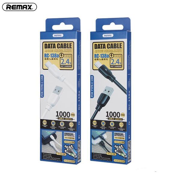 remax suji pro rc138 2 4a charge rapide typec câble de synchronisation de données micro usb pour samsung huawei android mobile noir blanc boîte de vente au détail