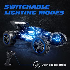 Remote Control Cars for Kids, 1:18 Schaal RC Racing Cars met LED -verlichting, 2,4 GHz RC Car Outdoor Toys Gifts for Boys Girls