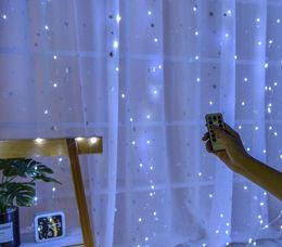 Rideau de contrôle télécommande fil de cuivre lumière 3x3m 300 LED lumière Noël lumière mariage décorations parties sans fil alimenté par USB