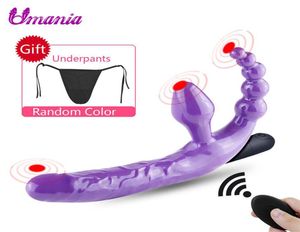 Remote Control Dildo Vibrator Strapless Strapon Dildo Sex Toys voor lesbische anale kralen speelgoed voor volwassenen clitoris stimulator Y20111826915718