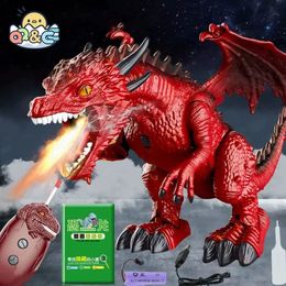 Afstandsbediening Dinosaurus Speelgoed Tyrannosaurus Dier Met Geluiden en Licht Spray Rook RC Robot Dieren Kinderspeelgoed voor Jongens Geschenken 240103