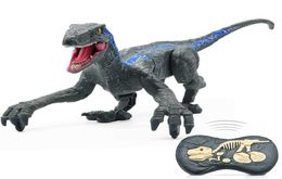 Control remoto dinosaurio juguetes caminando robot dinosaurio LED luz rugiente 24 Ghz simulación Velociraptor RC dinosaurio juguetes Q08239069409