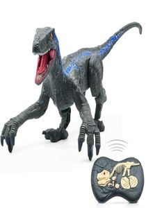 Control remoto juguetes de dinosaurio para caminar Robot LED LED Roaring 24GHz Simulación Velociraptor RC Dinosaur Toys Q08233523891