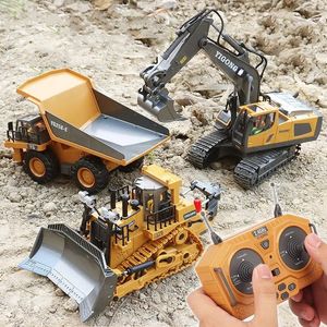 Pelle télécommandée Bulldozer camion à benne basculante Rc voiture jouets ingénierie électrique 2.4g modèle de véhicule de haute technologie jouets pour enfants cadeaux 231230