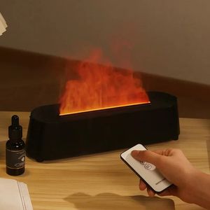 Afstandsbediening Vlam Aroma Diffuser Luchtbevochtiger Ultrasone Mist Maker Fogger Led Essentiële Olie Vlam Lamp 7 Kleuren Difusor 240109